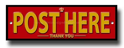 Post Here -thank You- Metal Sign. Size 8  X 2.5 Post / Mail Box Sign.instruction • £6.95