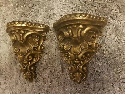 £21 • Buy 2 Floral Plaster Ornate Corbels Wall Plaques Shelf's Bracket Mouldings Bronze