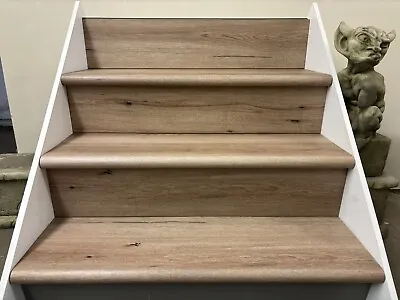 NEW Luxury Stair Cladding Kit 13 Treads And Risers LVT Ridged Core SUMMER OAK • £665