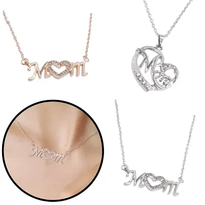 MOM Locket Living Memory Pendant Rhinstone Necklace Chain Gifts UK • £5.98