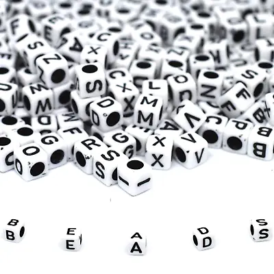 100/500 Alphabet Letter Beads White Black Hole Mixed Dummy Clips Bag And Kit • £1.99