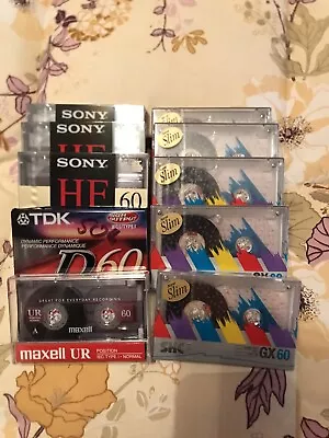 Lot Of 10 Blank Cassette Tapes New- Sony; TDK; Maxwell; SKC • $12