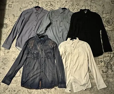 Embroidered Bundle Of Roar Shirts Mens Medium M Button Up Long Sleeve • $80