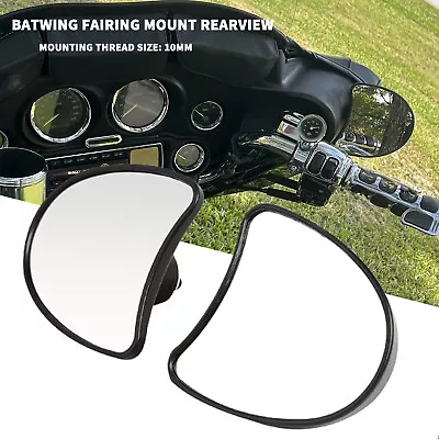Black Batwing Inner Fairing Rear Mirrors For Harley Street Electra Glide FLHT  • $20