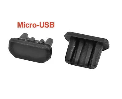 5pcs Universal Micro-USB Dust Plug Charger Port Cover Cap Stopper Black Silicone • £4.20
