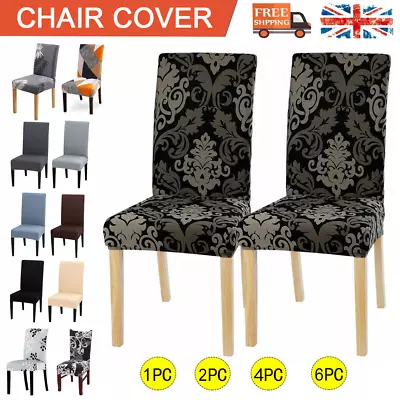 1-6PCS Dining Chair Seat Covers Spandex Slip Banquet Home Protective Covers UK • £3.59