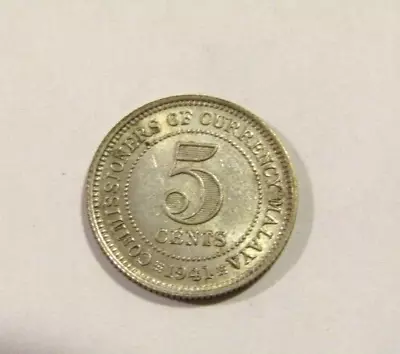 Malaya 1941 5 Cents Silver Coin • $14.99