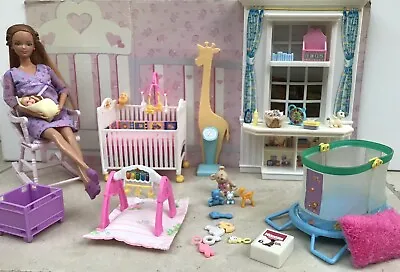 £115 • Buy Barbie Midge & Baby Happy Family Mattel Nap N' Play Nursery Set With Accessories