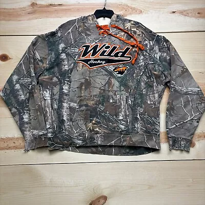 Minnesota Wild Sweatshirt XL Brown Hoodie NHL Hockey Camo Camouflage Lace Neck • $29.99
