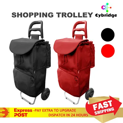 Shopping Trolley Cart Foldable Grocery Basket Market Luggage Bag Wheels Carts AU • $49.89