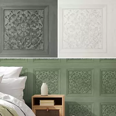 £12.99 • Buy Fine Decor Carved Wood Panel Wallpaper Floral Modern Contemporary Feature Wall