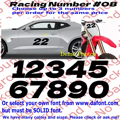 Racing Numbers Vinyl Decal Sticker For Car Door Dirt Bike Plate Number BMX #8 • $6.25