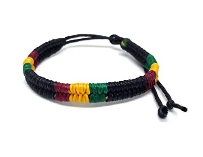 Rasta Plaided Braided Cotton Bracelet - Jamaican Adjustable Wristband - Hippie • $15.25