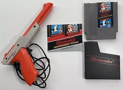Super Mario Bros./Duck Hunt Nintendo NES W OEM Zapper Manual & Dust Cover TESTED • $32