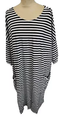 Ladies Simply Be T Shirt Dress Uk Size 24 Navy Stripe Twin Pocket New Box 438 • £6.99