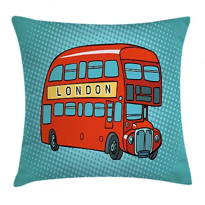 London Throw Pillow Cushion Cover Comic Style Retro London Bus • £17.99