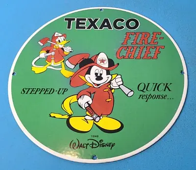 $107.37 • Buy Vintage Texaco Gasoline Porcelain Mickey Mouse Walt Disney Chief Gas Pump Sign
