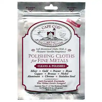 Cape Cod Metal Polishing Cloths 2pc 0.53oz Metal Watches Jewelry Gold Silver NEW • $9.78