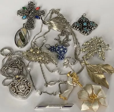 Vintage Jewelry Lot Wearable Signed Mixed Silver Tone Monet Coro BSK Lisner Sara • $49