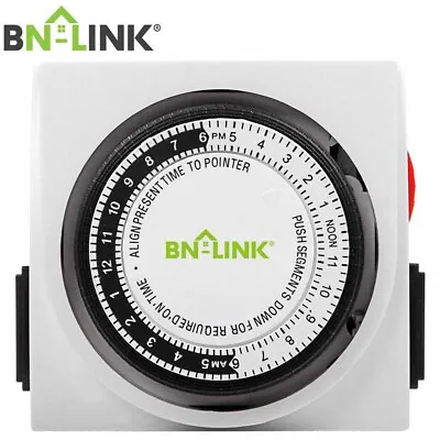 BN-LINK Heavy Duty Mechanical 24 Hour Timer Dual Outlet 3-Prong Accurate Indoor  • $10.99
