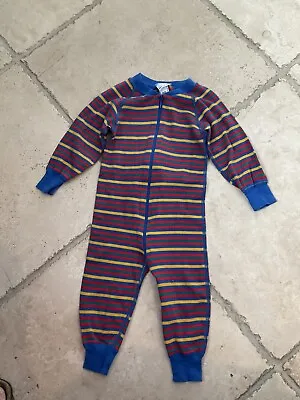 Hanna Andersson Red Blue Yellow Striped One Piece Vintage Pajamas Size 70 • $18