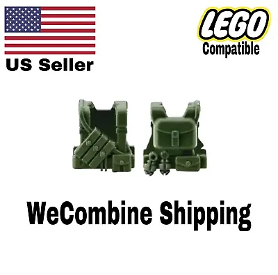 5x Lego  Compatible WW2 Minifigure Green Chest Rig -Warrior Bricks • $10.28