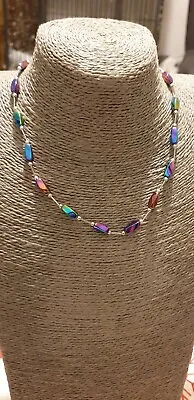 Fashion Jewellery Necklace Short Length Rainbow Effect Beads • £7.50