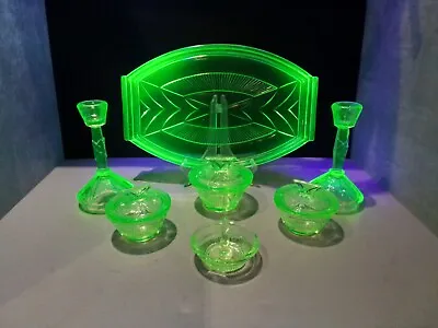 Walther And Sohne Uranium Glass Dressing Table Set (Mentor) • £150