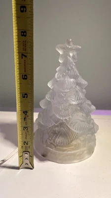 $22 • Buy Crystal Clear 8  Light Up Christmas Tree Frosted Glass Music Box Figurine