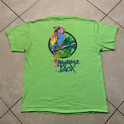 Vintage 90s Panama Jack Parrot Lime Green T-Shirt Large VTG USA Tropical Nature • $19.95