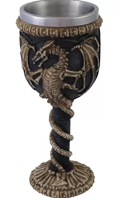 Medieval Flying Dragon Skeleton Fossil Ossuary Goblet Wine Chalice 7oz • $18.99