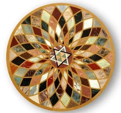 36  Marble Round Table Top Semi Precious Stones Inlay Art Home Decor Furniture • $1567.35