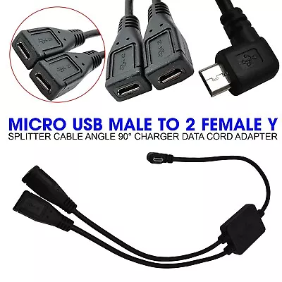 Micro USB Male To 2 Female Y Splitter Cable Angle90 Charger Data Cord Adapter C3 • $7.59