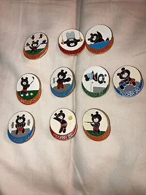 Lot 10 Misha Bear Mascot 1980 Moscow Summer Olympics Mockba Pin Set Events • $120