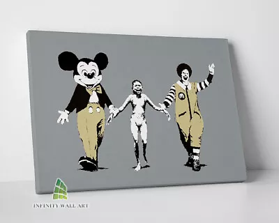 BANKSY Mickey Mouse Graffiti Canvas Art Wall Art Print Picture Photo Canvas-C813 • £14.97