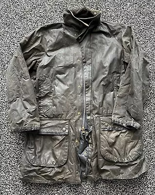 Barbour Mens Vintage Mark Phillips Wax Waxed Jacket Coat Olive Green Medium M • $1.49