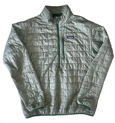 Patagonia Polartec Nano Puff 1/2 Zip Quilted Pullover Green Jacket Mens Sz Large • $74.99
