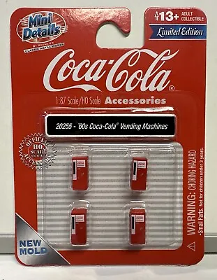Mini Details HO Scale 1960's Coca-Cola Vending Machines 4-Pack #20255 New • $11.99