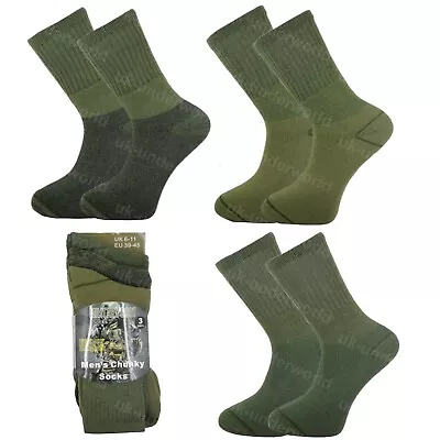 Mens Military Socks 3 Pairs Army Thermal Hiking Boots Walking Combat Warm 6-11 • £5.85