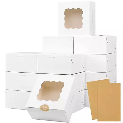 Moretoes 30pcs Bakery Boxes 6x6x3 Inches White Cookie Box With Window For Small  • $18.24