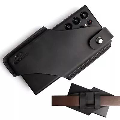 Leather Phone Holster With Belt Clip Loop Leather Belt Case With Magnetic Cl... • $32.10