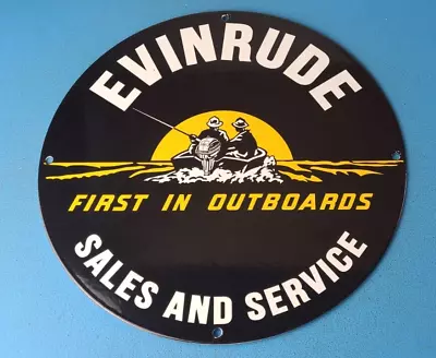 Vintage Evinrude Outboards Sign - Marine Boating Fishing Porcelain Gas Pump Sign • $145.47