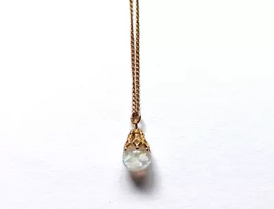 Vintage Gold Filled Floating Opal Teardrop Necklace • $29.99
