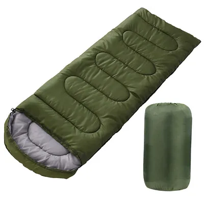 Mummy Sleeping Bag 3 Season Waterproof Adult Single Outdoor Camping Trail Green • £11.99