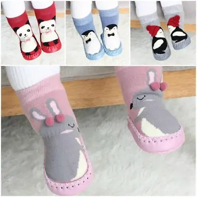 Infant Baby Girl Boy Toddler Anti-slip Warm Slippers Socks Cotton Crib Shoes • £6.50