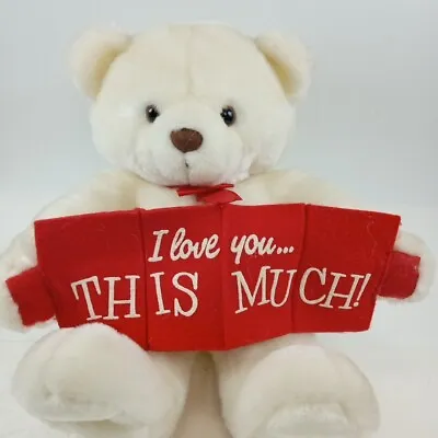 14  White Teddy Bear With A Banner That Says I Love You This Much Valentine'sDay • $12