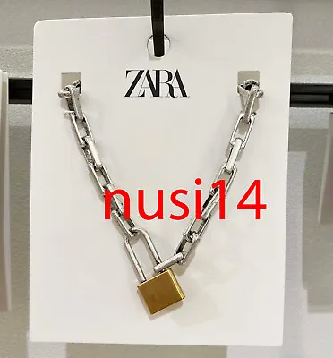 Zara Woman Nwt Ss24 Padlock Chain Link Necklace Gold Silver 4736/016 • $31.29