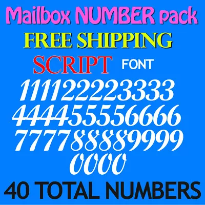 Mailbox NUMBER PACK Decals SCRIPT 3/4  Up To 5  Size FREE SHIP STICKERS • $8.95