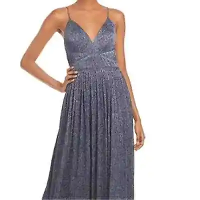 Aidan Mattox Vneck Pleated Shimmer Glitter Evening/Cocktail Gown Size 8 WMS • $79.99