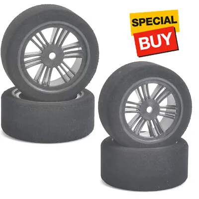 $36.18 • Buy Contact RC 1/10 Foam Front / Back Tires JAP Black Carbon Wheels (4)